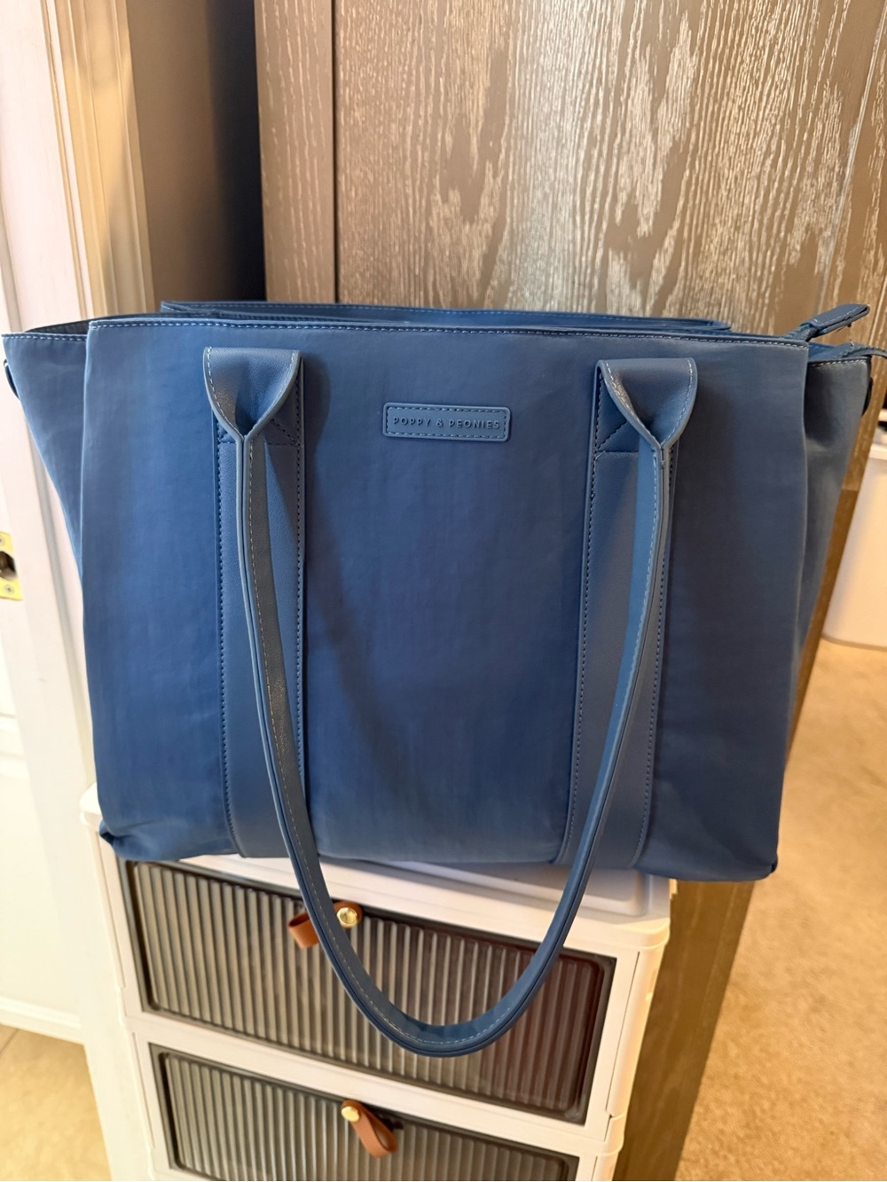 Poppy and Peonies Daily Tote (blue)